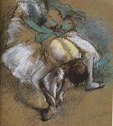 Edgar Degas dancer wearing shoes painting